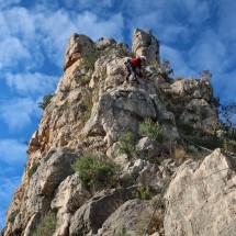 Marion in the first section of Via Ferrata Pas de Cabra